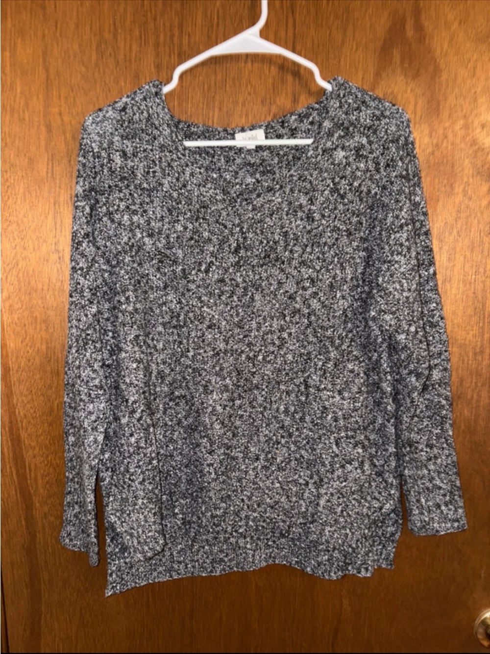 LA MIEL Gray Marled Crewneck Sweater